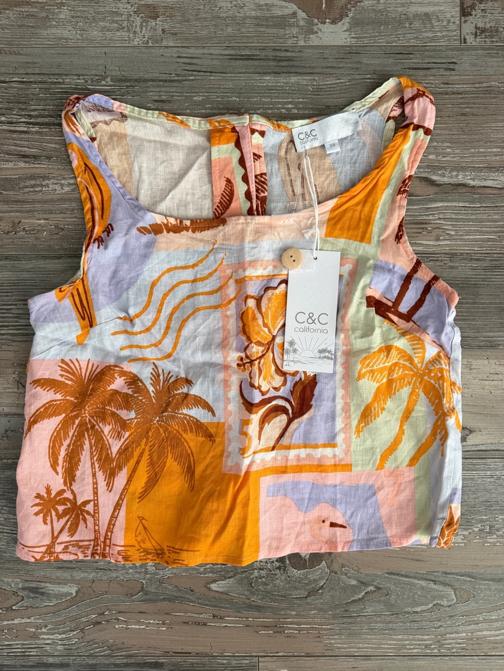 C&C California Tropical Print Crop Tank